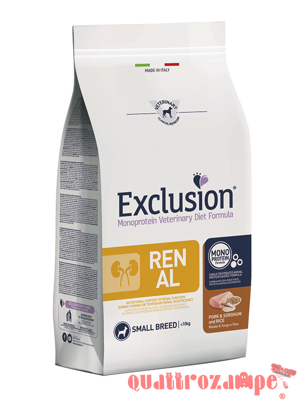 Exclusion Diet Small Renal Maiale Sorgo Riso 2 kg Per Cani