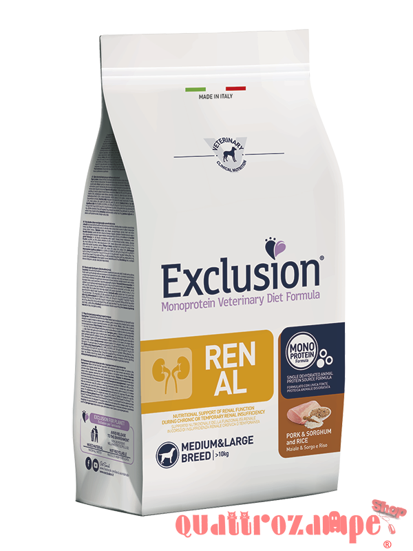 Exclusion Diet Renal Medium Large Maiale Sorgo Riso Per Cani
