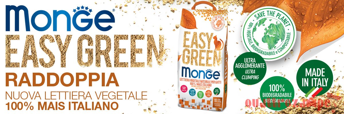 Monge Lettiera Agglomerante Vegetale Easy Green Mais 10 lt 3,8 kg