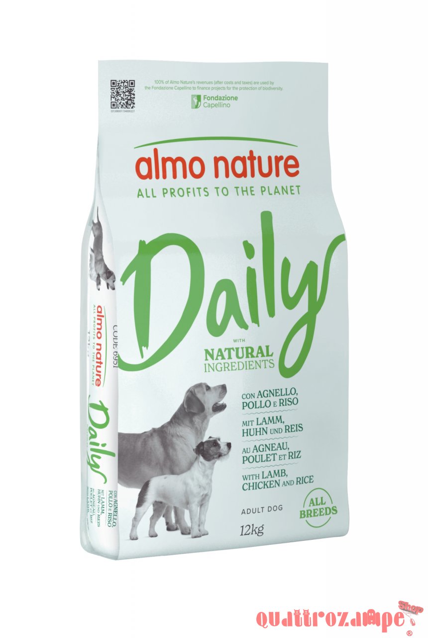 Almo Nature Daily Natural All Breeds Adult Dog  Agnello Pollo e Riso Crocchette Per Cani