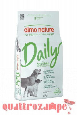 Almo Nature Daily Natural All Breeds Adult Dog  Agnello Pollo e Riso Crocchette Per Cani