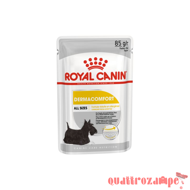 Royal Canin All Sizes Dermacomfort 85 Gr Busta Pate Loaf Umido Per Cane