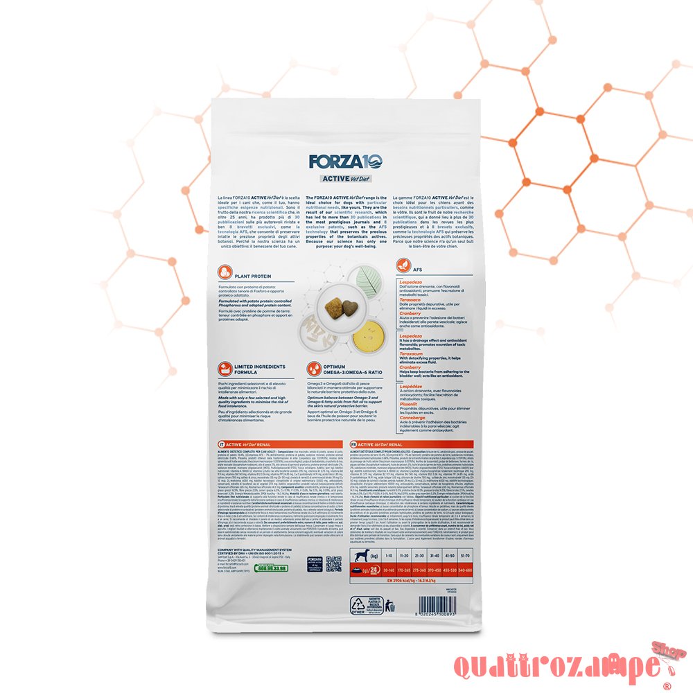 Forza 10 Renal Active Vet Diet 4 kg Per Cane
