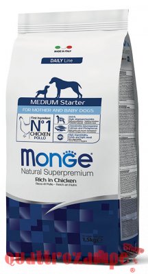 Monge SuperPremium Medium Starter Ricco di Pollo 1,5 Kg Per Cane