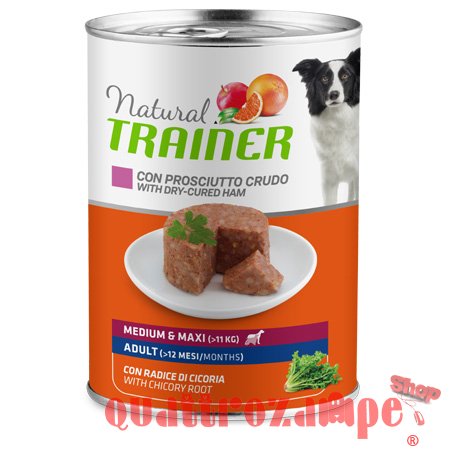 Natural Trainer Medium Maxi Adult Prosciutto 400 gr Umido Cane
