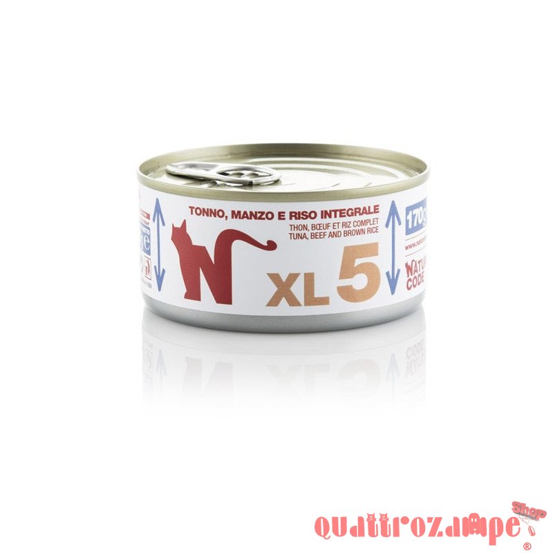 Natural Code XL 05 Tonno,manzo e riso integrale 170 gr Per Gatti