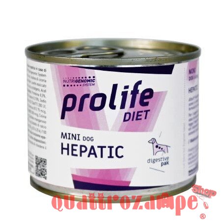 Prolife Dog Veterinary Formula Mini Hepatic 200 gr Umido Cane