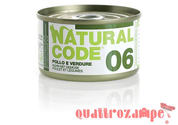 Natural Code 06 Pollo e Verdure 85 gr Per Gatti
