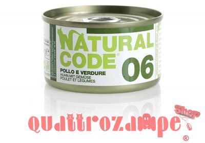 Natural Code 06 Pollo e Verdure 85 gr Per Gatti
