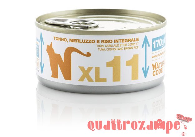 Natural Code XL 11 Tonno Merluzzo e Riso Integrale 170 gr Per Gatti