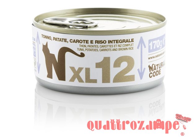 Natural Code XL 12 Tonno Patate e Carote e Riso Integrale 170 gr Per Gatti