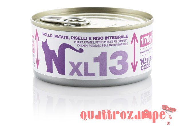 Natural Code XL 13 Pollo Patate Piselli e Riso Integrale 170 gr Per Gatti