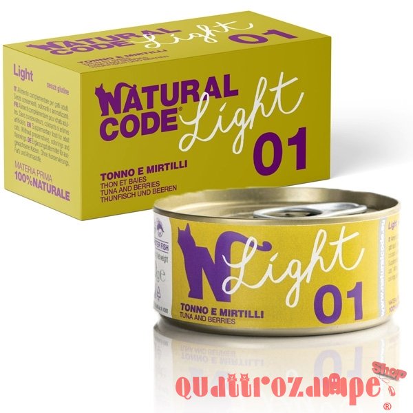 Natural Code Light 01 Tonno e Mirtilli 70 gr Per Gatti