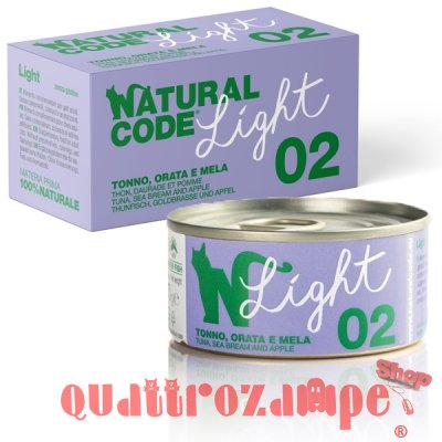 Natural Code Light 02 Tonno Orata e Mela 70 gr Per Gatti