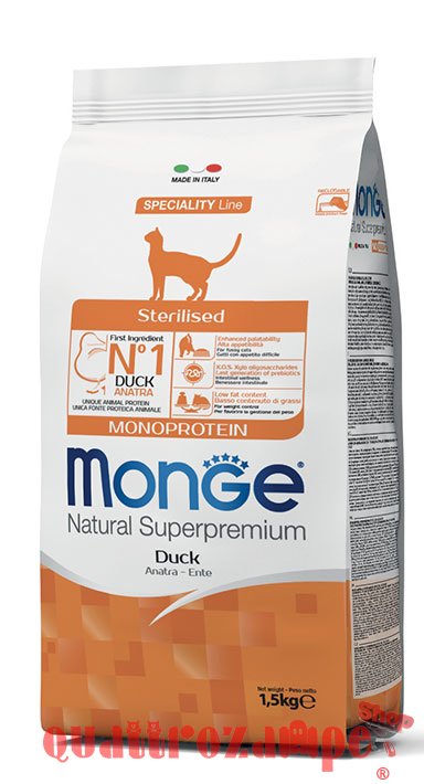 Monge Natural Superpremium Sterilised Anatra Monoproteico Per Gatti