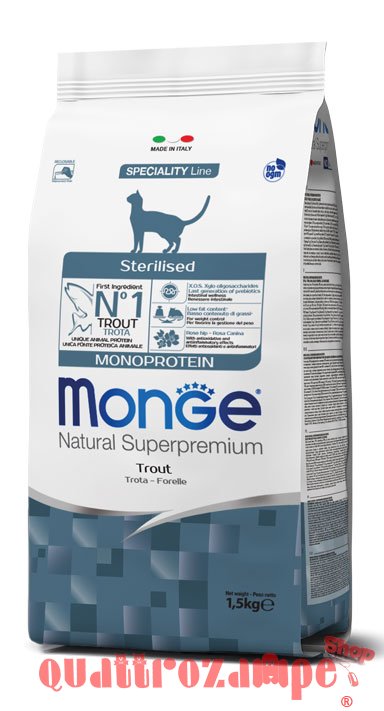 Monge Natural Superpremium Sterilised Trota Monoproteico Per Gatti