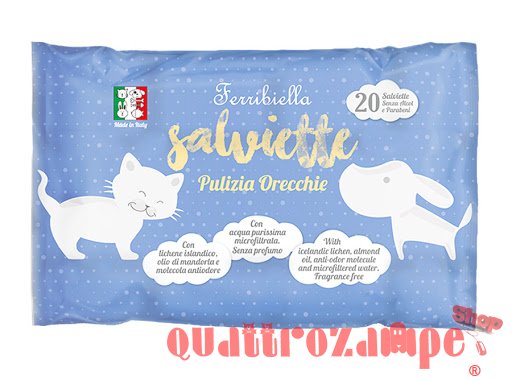 Ferribiella 20 Salviette Detergenti Per La Pulizia Orecchie Cani e Gatti