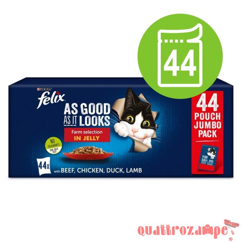 Felix Le Ghiottonerie Pollo, Manzo, Salmone e Tonno 44 x 85 gr Multipack