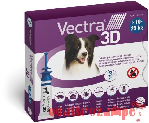 Vectra 3D Blu Spot-On da 10 a 25 kg 3 Pipette per cani