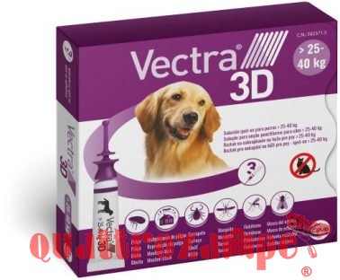 Vectra 3D Viola Spot-On da 25 a 40 kg 3 Pipette per cani