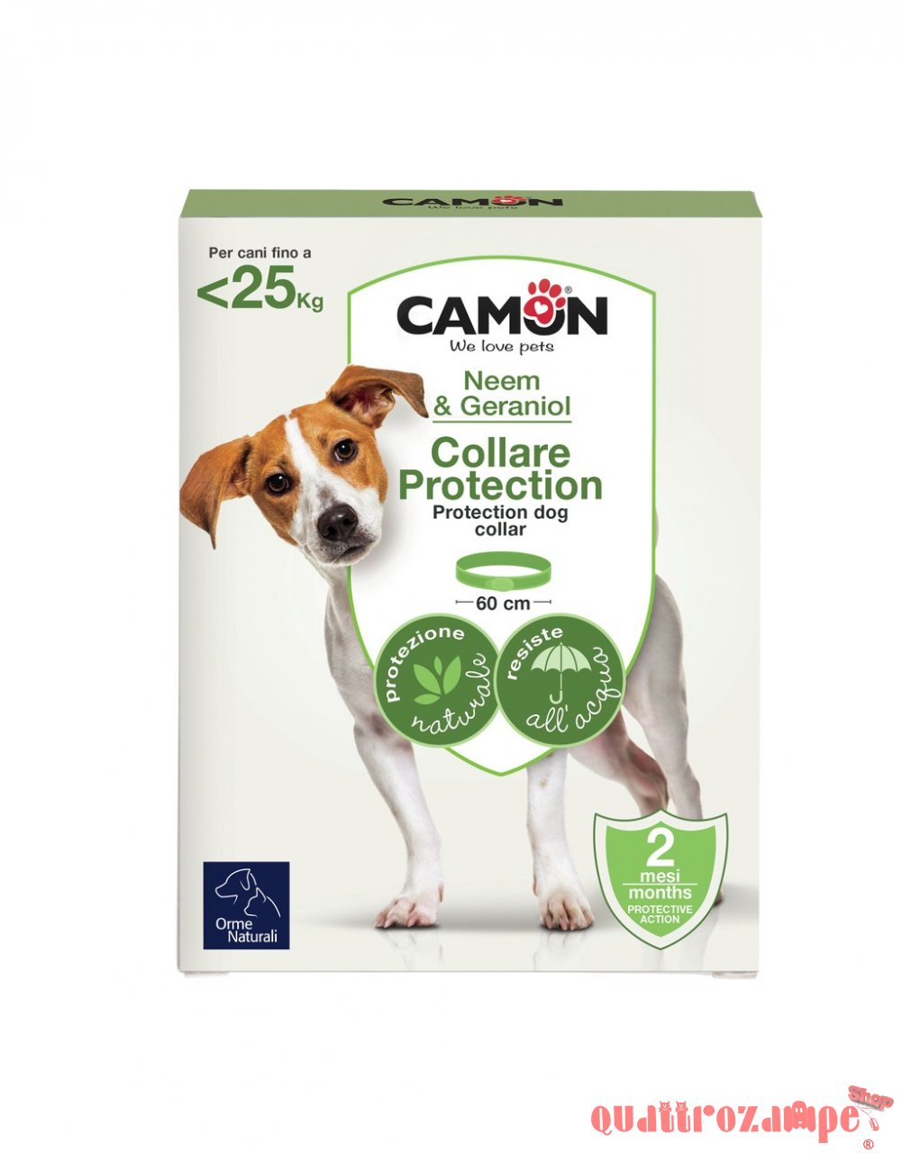Camon Protection Orme Naturali Collare Olio Di Neem Cane Fino a 25 kg 60 cm