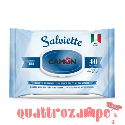 Camon 40 Salviette Detergenti al Talco Per Cani e Gatti