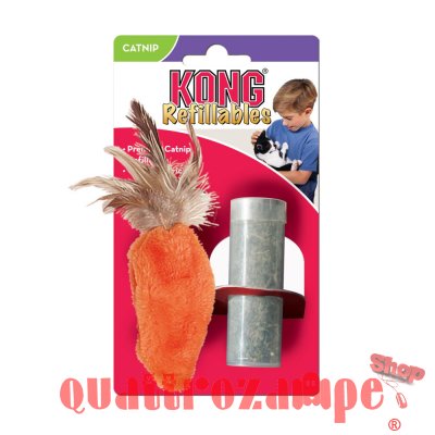 Kong Cat Refillables Carota Con Piume Gioco Per Gatti 19 cm Con Erba Gatta