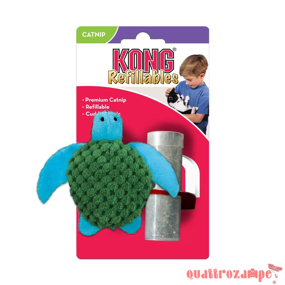 Kong Cat Refillables Turtle Gioco Per Gatti 10 cm Con Erba Gatta