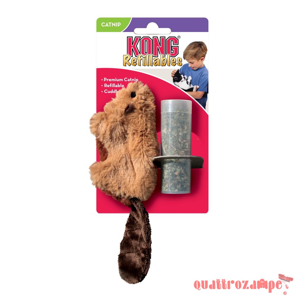 Kong Cat Refillables Castoro Gioco Per Gatti 16 cm Con Erba Gatta