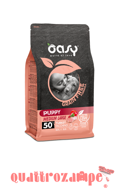 Oasy Dog Grain Free Puppy Medium Large Tacchino