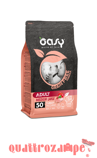 Oasy Dog Grain Free Adult Medium Large Tacchino