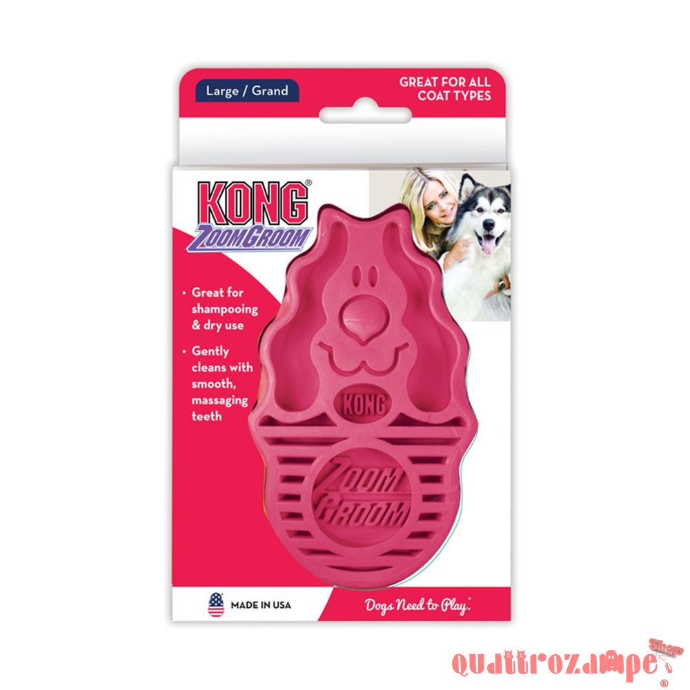 Kong Dog Zoom Groom Spazzola Rosa 12 cm Per Cani