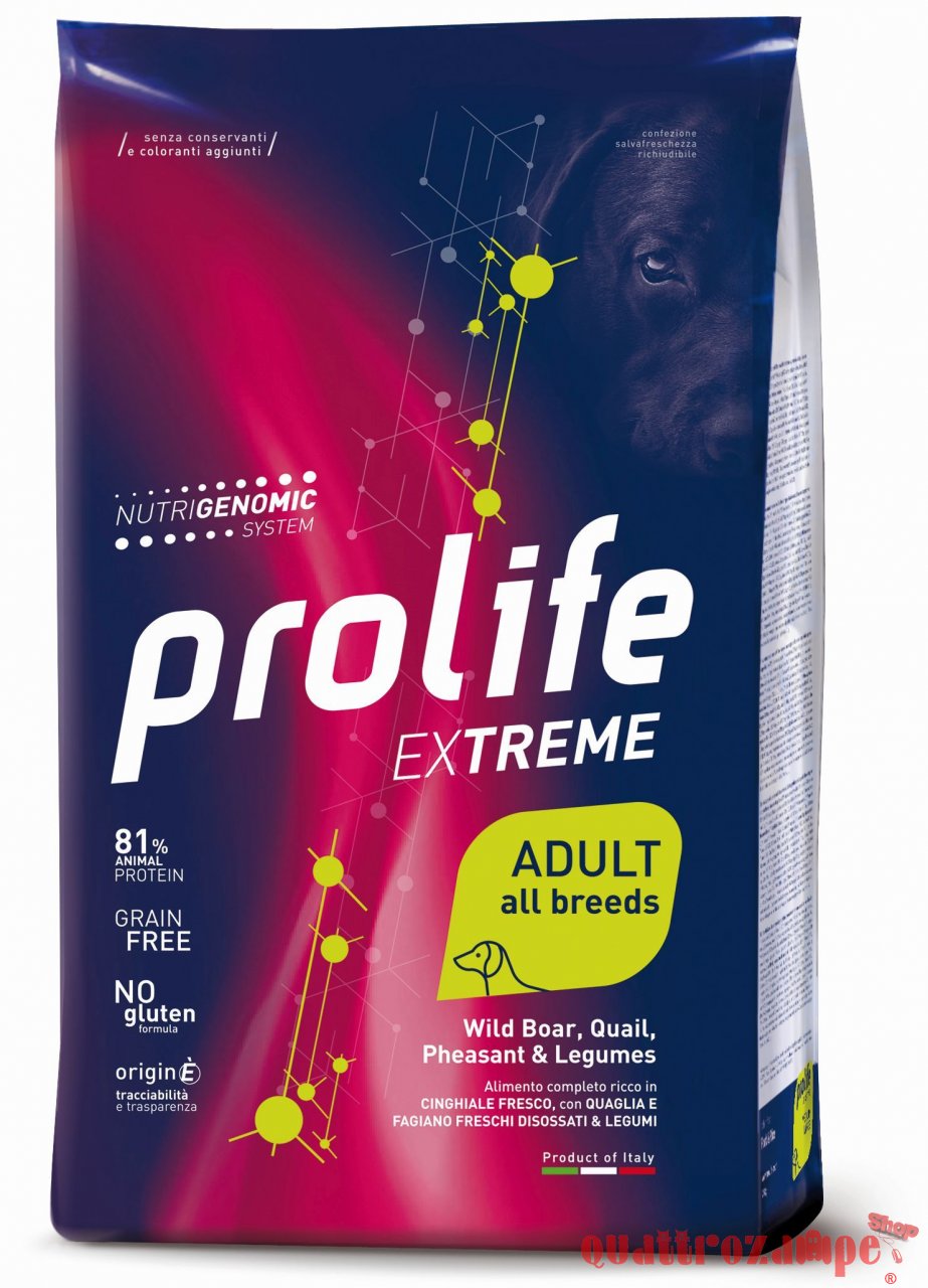 Prolife Dog Extreme Adult Cinghiale Quaglia Fagiano Legumi