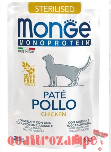 Monge Monoproteico Pate Sterilised Pollo 85 gr Bustina Per Gatti