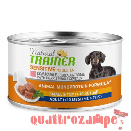 Natural Trainer Sensitive No Gluten Mini Adult Maiale 150 gr Umido Cane