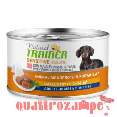 Natural Trainer Sensitive No Gluten Mini Adult Maiale 150 gr Umido Cane