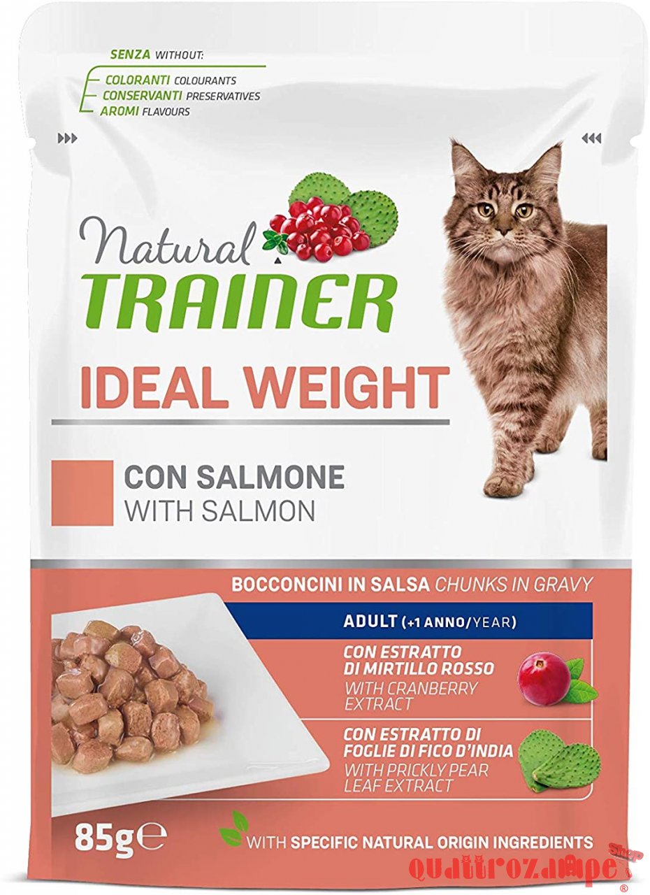 Natural Trainer Ideal Weight Salmone 85 gr Cibo Umido Per Gatti Bustina