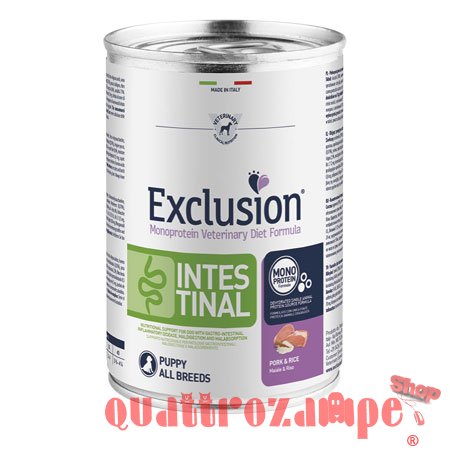 Exclusion Diet Intestinal Puppy Maiale e Riso 400 gr Barattolo Umido Per Cane