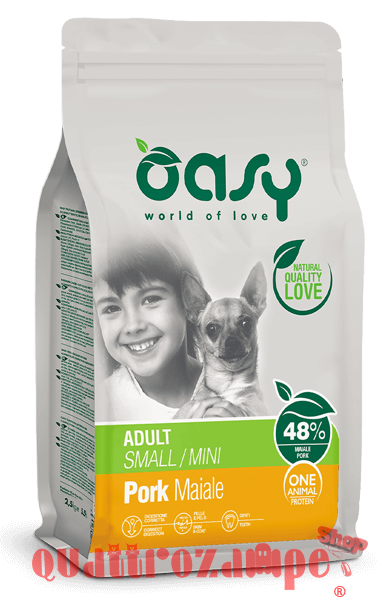 Oasy Dog Adult Small Mini Maiale Crocchette Monoproteiche Cane