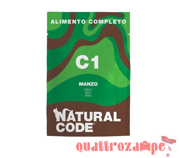 Natural Code C1 Manzo 70 gr Cibo Umido Completo Per Gatti