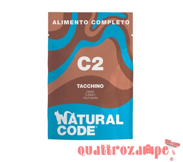 Natural Code C2 Tacchino 70 gr Cibo Umido Completo Per Gatti
