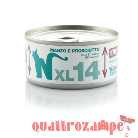 Natural Code XL 14 Manzo e Prosciutto 170 gr Per Gatti