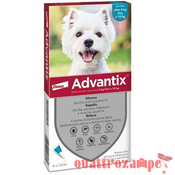 Advantix Spot-On 4 a 10 kg Antiparassitario Per Cani