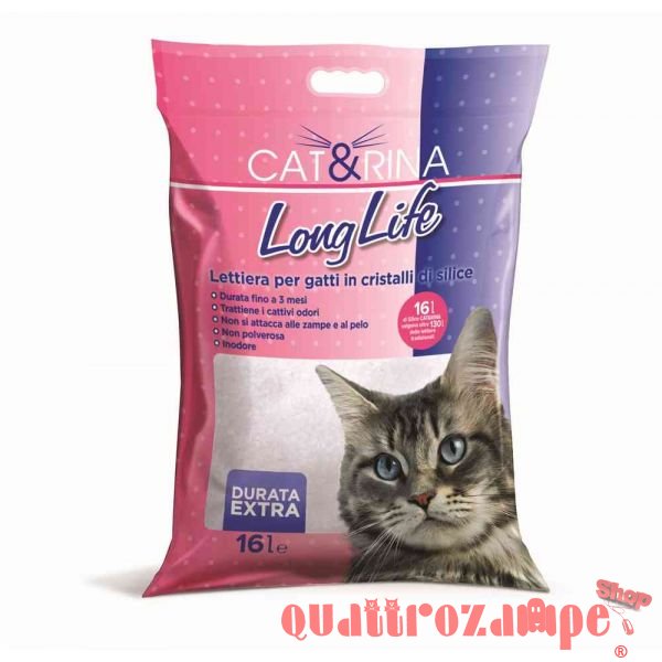 Lettiera Silicio Per Gatti Cat&Rina Long Life 16 Lt Cristalli Classi