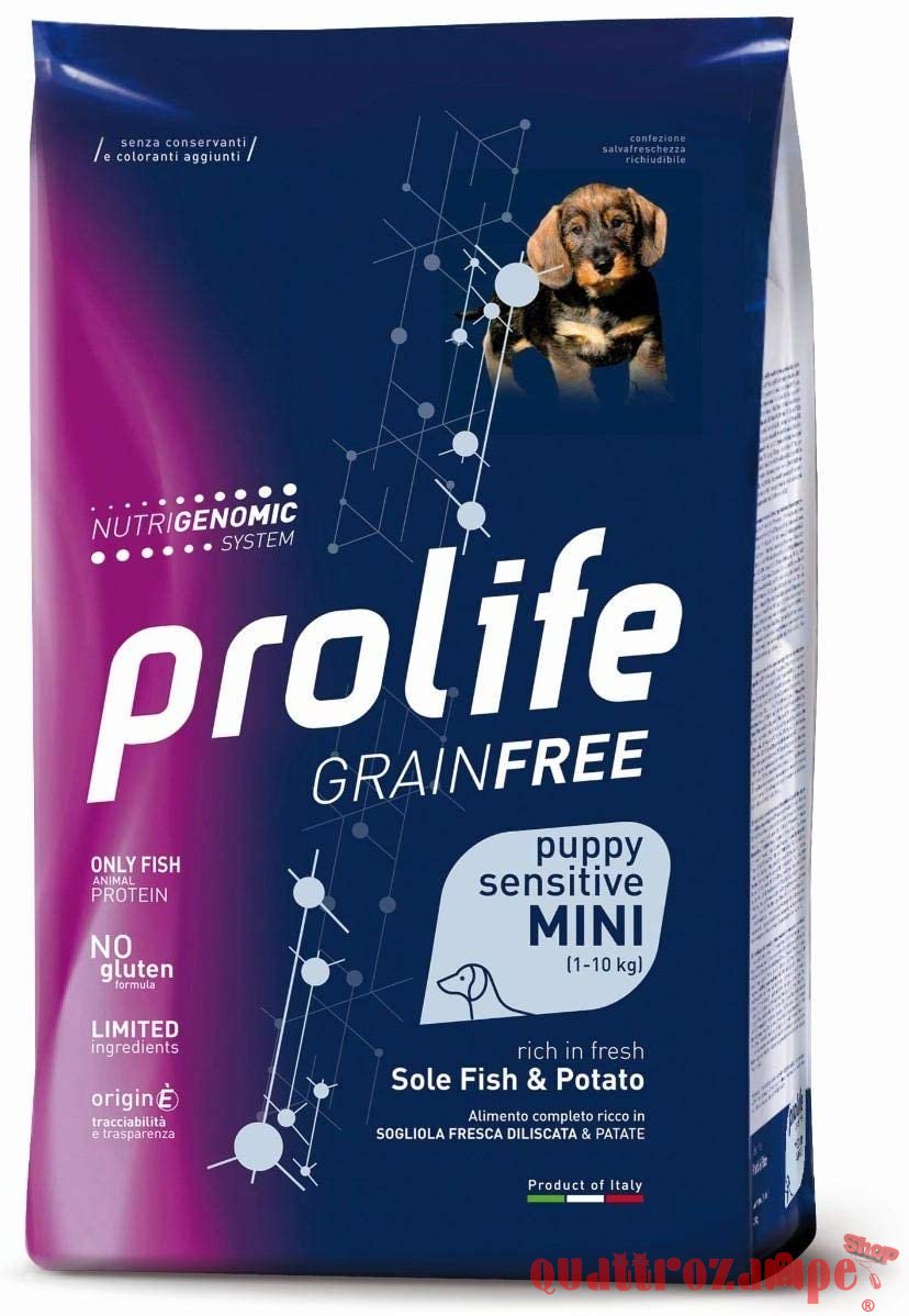 Prolife Dog Sensitive Grain Free Mini Puppy Sogliola e Patate 2 kg Cane