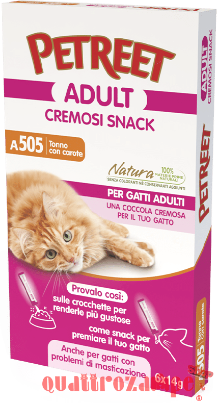 Petreet Cremosi Snack 6 Bustine da 14 gr Tonno Con Carote