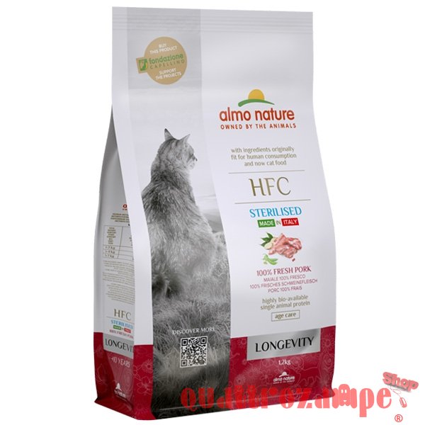 Almo Nature HFC Longevity Sterilised Maiale 1,2 kg Crocchette Per Gatti