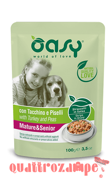 Oasy Dog Mature Senior Tacchino e Piselli 100 gr Bustina Cane Anziano