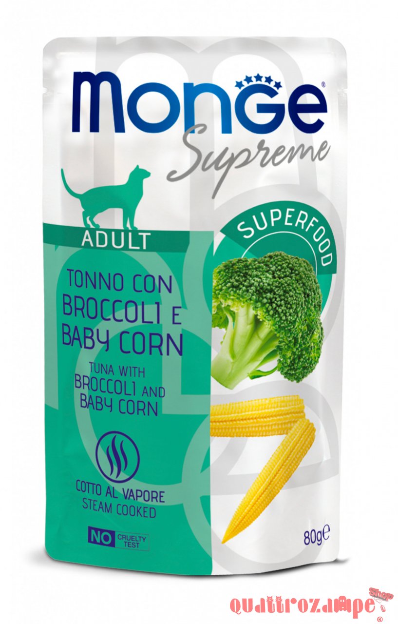 Monge Supreme Adult Tonno Broccoli Baby Corn 80 gr Bustina Gatto