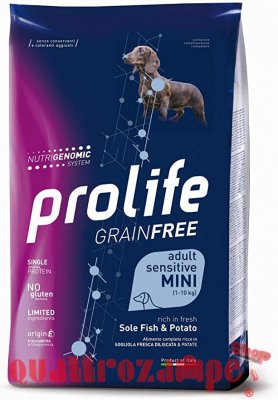 Prolife Dog Sensitive Grain Free Mini Adult Sogliola Patate Secco Cani